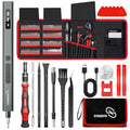 STREBITO 144-Piece Upgraded Electric Screwdriver, Max 0.7 N.m, 120 Magnetic Bits, 5-gear Torque Adjustment, Precision Screwdriver Set, Repair Tool Kit for Tech, Electronics and PC - color: Upgraded-red