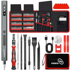 STREBITO 144-Piece Upgraded Electric Screwdriver, Max 0.7 N.m, 120 Magnetic Bits, 5-gear Torque Adjustment, Precision Screwdriver Set, Repair Tool Kit for Tech, Electronics and PC - color: Upgraded-red