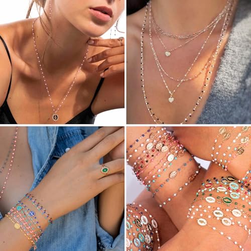 33 Feet Stainless Steel Enamel Chains Bulk, 2mm 304 Stainless Steel Colorful Enamel Beaded Cable Link Chain Roll Spool for Jewelry Making - color: Stainless Steel Colorful Beads