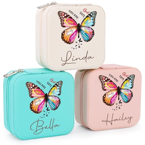 Ajiangwu Mothers Day Gifts for Mom,Custom Travel Jewelry Case for Women Kids,Personalized Small Jewelry Box Mini Teen Girl Gifts Trendy Stuff Jewelry Organizer for Rings, Necklaces, Bracelets - color: Design 5