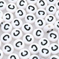 Amaney 100pcs C Letter Beads 7x4mm White Round Acrylic Black Alphabet for Bracelet Jewelry Making - color: C