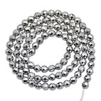 AD Beads Natural Faceted & Smooth Metallic Hematite Round Gemstone Loose Beads 16" 2mm 3mm 4mm 6mm 8mm 10mm (4mm, Metallic Silver (Faceted)) - color: Metallic Silver (Faceted), size: 4mm