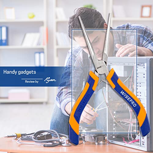 Mini Needle Nose Pliers, 6 Inches Straight/Bent Small Long Nose Pliers with Comfort Handle for Wire Wrapping, Electronic Repair, Jewelry Making - color: Straight Needle Nose Pliers - Blue