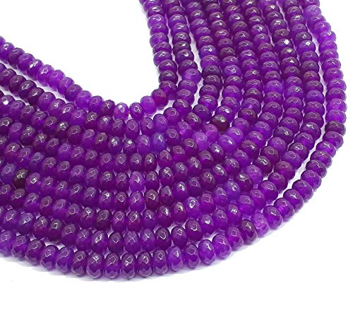Perlin Agate & Jasper Gemstone Strand Beads 4 mm Rondelle 110 Pieces Jewellery Beads Semi-Precious Stone for Jewellery Necklace Bracelet Earrings (Purple) - color: purple