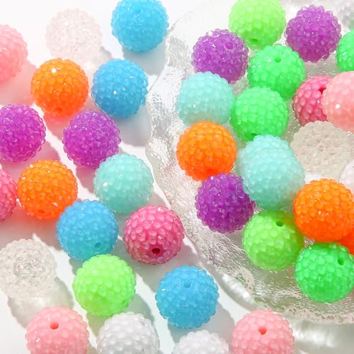 20mm Rhinestone Beads Shine Disco Ball Beads Easter Chunky Bubblegum Beads Crystal Round Beads for Pen Bag Chain Jewelry Making(Style-4) - color: style-4