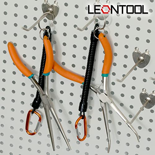 2 PCS Extra Long Bent & Straight Needle Nose Pliers Set for Jewelry Making & Fishing Hook Removal with Serrated Jaw & Lanyard - style: Extra Long Nose & Bent Nose