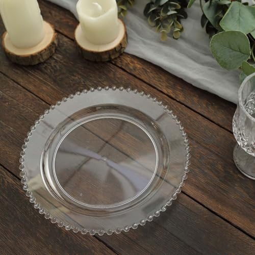 8" Salad Plates - Set of 10 - Plastic Clear Round Disposable Dessert Appetizer Plate Beaded Rim, Ideal for Dinner Party Wedding Bulk Events - color: Clear, size: 8" Salad Plate, 10 Pack
