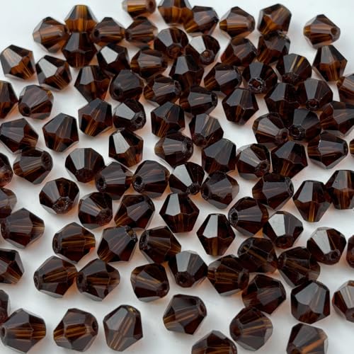 100pcs 8mm Bicone Glass Crystal Beads for Jewelry Making, Faceted Bicone Glass Spacer Beads for Bracelet Earring Necklace DIY Craft(Dark Amber) - color: Dark Amber, size: 8mm