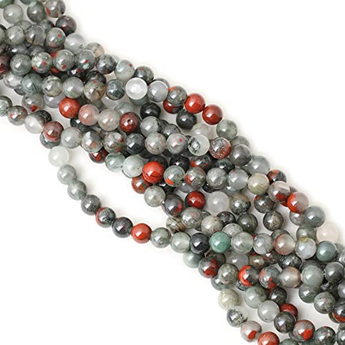 45PCS 8mm Natural African Bloodstone Gemstone Smooth Surface Round Loose Beads for Jewelry Making 1 String 15 Inches - color: African Bloodstone, size: 8mm