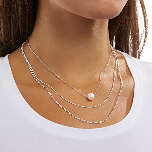 Amazon Essentials 14k Gold or Sterling Silver Plated Figaro Chain Necklace - color: Silver, size: 20", style: 2 mm