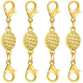 Magnetic Necklace Clasps and Closures-Magnetic Safety Clasp Extender with Lobster Clasps, Pineapple Texture Design, Gold and Silver (4pcs Gold) - color: 4pcs gold