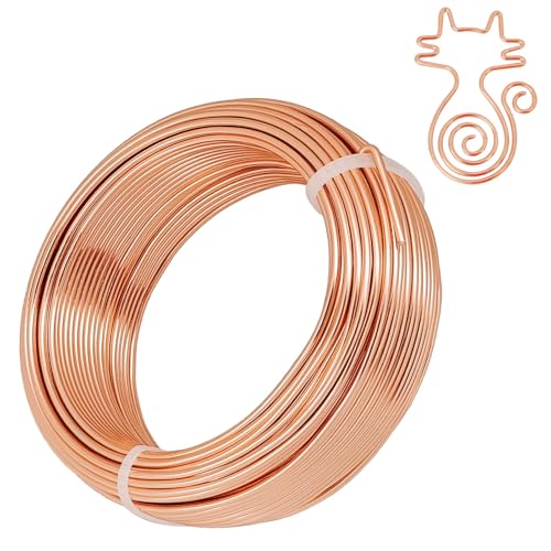 YEQIN 12 Gauge Aluminum Wire, 105 Feet 2mm Bendable Metal Craft Wire for Sculpting, Armature, Jewelry Making, Floral Making, Doll Making, Modelling, Crafting, Bonsai Training (Copper) - color: Copper
