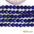 GEM-Inside 2mm Natural Blue Lapis Lazuli Gemstone Semi Precious Round Faceted Spacer Beads for Jewelry Making 15" - color: AA Blue Lapis Lazuli, size: 2mm