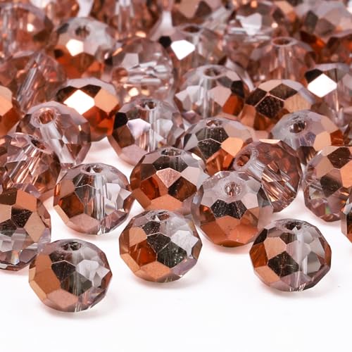 1000pcs 4mm Crystal Glass Beads for Jewelry Making Faceted Rondelle Flat Beads for Bracelets Necklace Earrings DIY Crafts (Brown Flat Half-Plated Crystal Bead) - color: Brown Flat Half-Plated Crystal, size: 4mm