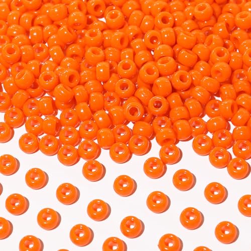 1000Pcs Multi-Colored Plastic Pony Beads Bulk for Craft,6 * 9mm Assorted Colors Hair Beads Black, red,Blue, White for Bracelets Making,Kandi Charms（Orange） - color: Orange, size: 1000PCS