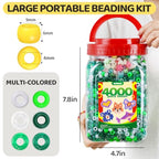 IOOLEEM Green Solid & Glitter Bulk Pony Beads - 4000pc Kit for Friendship Bracelets & Jewelry Making, Easy Storage - color: Green & Glitter