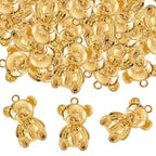 50 Pieces Cute Bear Dangle Charms Bright Golden Alloy Small Animal Bear Panda Hanging Pendants Bulk Accessories for DIY Necklace Bracelet Jewelry Making Craft Supplies - color: Bright Golden