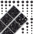 10000Pcs 2-Boxes Mixed Size Hot Fix Round Crystals Gems Glass Stones Hotfix Flat Back Rhinestones with Tweezers and Picking Pencil (Hematite Black) - color: Hematite Black, size: 2-Box (10000pcs)