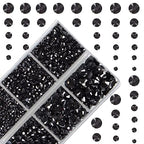 4000Pcs Mixed Size Hot Fix Round Crystals Gems Glass Stones Hotfix Flat Back Rhinestones (Hematite Black) - color: Hematite Black, size: 4000 Count (Pack of 1)