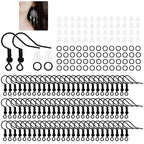 600Pcs Hypoallergenic Earring Hooks, Black Earring Making Kit, with Earring Backs and Jump Rings for Jewelry Making (Black) - color: Black
