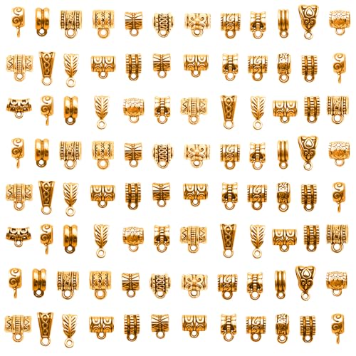 Stino Metal Spacer Bail Beads, 140Pcs (Gold Plated) - color: Gold