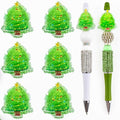 6Pcs Luminous Christmas Tree Focal Beads for Pens Christmas Tree Fancy Space Beads for DIY Craft Beadable Pens Keychain Bracelet Necklace Earrings Jewelry Making - color: Luminous Christmas Tree 1