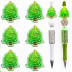 6Pcs Luminous Christmas Tree Focal Beads for Pens Christmas Tree Fancy Space Beads for DIY Craft Beadable Pens Keychain Bracelet Necklace Earrings Jewelry Making - color: Luminous Christmas Tree 1