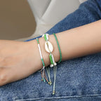 KELITCH Adjustable turquoise bead bracelet single color knitting friendship bracelet fashion jewelry daily wear gift (28 color selection) - color: Green 04M