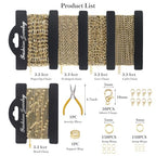 14k Gold Necklace Chain for Jewelry Making, 16.6 Feet Total (5 Rolls) DIY Bracelet Chains with 300 Jump Rings, 50 Lobster Clasps, 1 Jewelry Pliers,1 Support Ring and 50 Pendants - color: 14K Gold-16.6Feet 5 Rolls+Pendants