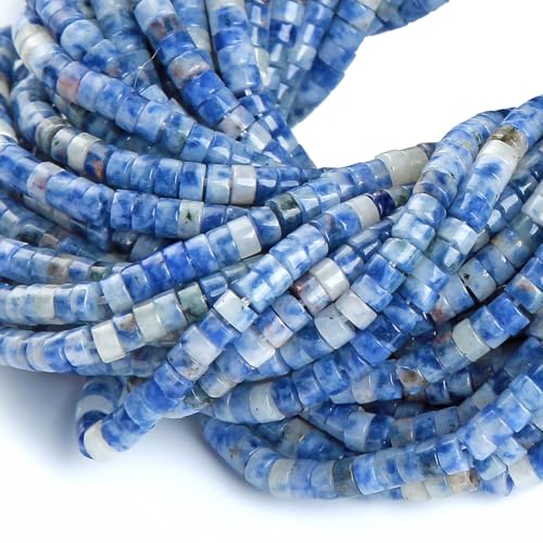 150pcs 2x4mm Natural Blue Sodalite Stone Tube Shape Beads Loose Flat Round Cylinder Flat Spacer Black Stone Beads for Bracelet Earrings Jewelry Making - color: Blue Sodalite, size: 2x4mm Tube shape
