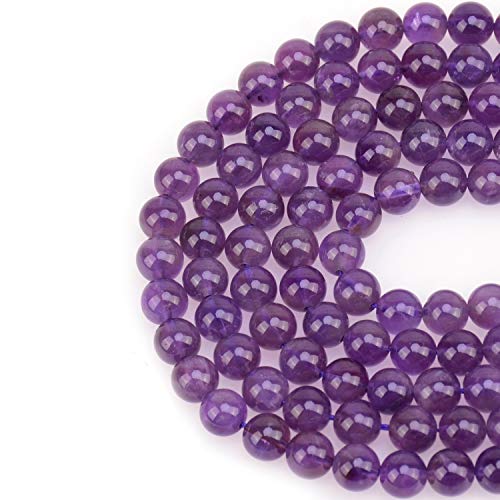 LPBeads 100PCS 8mm Natural Amethyst Beads Gemstone Round Loose Beads for Jewelry Making with Purple Stretch Cord - color: Amethyt