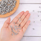 Syhood 100 Pieces 304 Stainless Steel Fold Over Cord Ends Cord Crimp Tips Fold-Over End Caps Leather Ribbon Clasp Tips Jewelry Connector for Jewelry Making, 3 x 8 mm