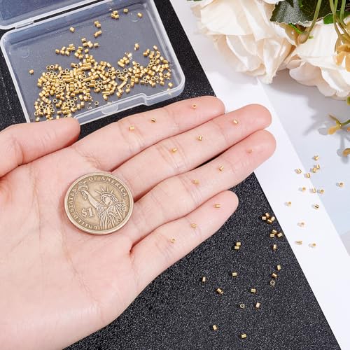 Beebeecraft 1 Box 300Pcs Crimp Beads for Jewelry Making 201 Stainless Steel Tube Crimp End Spacer Beads for DIY Earrings Bracelet Necklace - size: 1.5x1.5mm