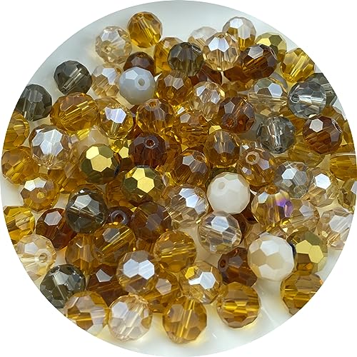 200pcs 6mm Round Crystal Glass Beads Round Faceted Spacer Beads for Jewelry Making Bracelet Earring Necklace Wind Chimes Suncatchers DIY Craft Making Supplies(Coffee Series) - color: Coffee Series, size: 6mm