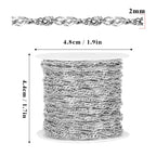 33 Feet Stainless Steel Singapore Chains Roll, 2mm 304 Stainless Steel Twisted Link Chain Bulk Spool for Jewelry Making DIY Craft - color: 2mm Stainless Steel