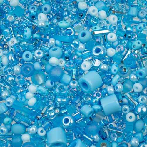 50g John Bead Bead Bar Assorted Light Blue Mix Czech Glass Seed Beads for DIY Crafts Jewelry Friendship Bracelet Necklace Earrings Phonecharm Making - color: Light Blue Assorted Mix