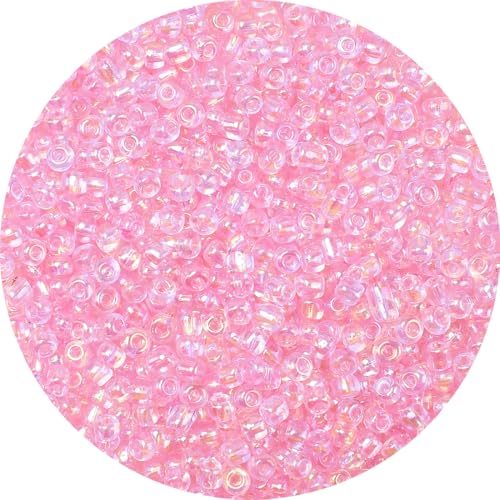 2000pcs Pink Glass Seed Beads, Colorful Tiny 4mm Beads for Jewelry Making, Beading Supplies. - color: Pink
