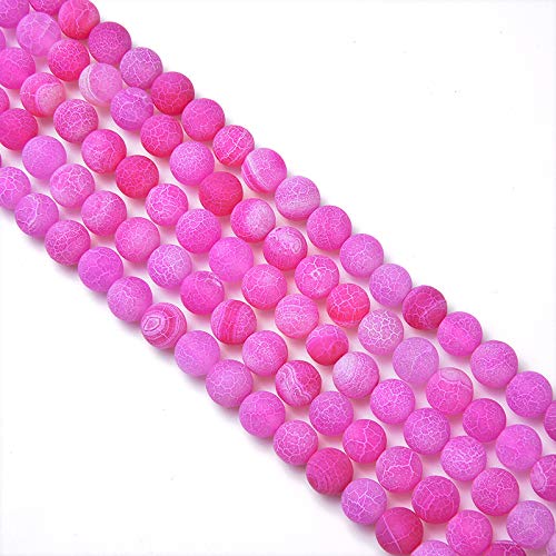 Natural Gemstone Loose Beads Matte Approxi 15.5 inch DIY Bracelet Necklace for Jewelry Making (8mm, Pink Frosted Agate) - color: Pink Frosted Agate, size: 8mm