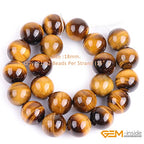 GEM-Inside Natural 18mm Large Tiger Eye Gemstone Loose Beads Round Crystal Energy Stone Power for Jewelry Making 15'' - color: Yellow Tiger Eye, size: 18mm