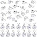 Beebeecraft 50Pcs 3.5mm Tiny Clear Crystal Charms 925 Sterling Silver Plated Cubic Zirconia Rhinestone Pendant Charms for Jewelry Making DIY Earring Necklace Bracelet - color: Silver