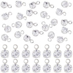 Beebeecraft 50Pcs 3.5mm Tiny Clear Crystal Charms 925 Sterling Silver Plated Cubic Zirconia Rhinestone Pendant Charms for Jewelry Making DIY Earring Necklace Bracelet - color: Silver