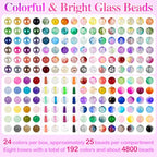 XSEINO 192 Colors 4800pcs 8mm Dream Candy Colorful Series Glass Beads Bracelet Making Kit,8 Box Different Unique Styles Crystal Bead for Making and DIY Crafts