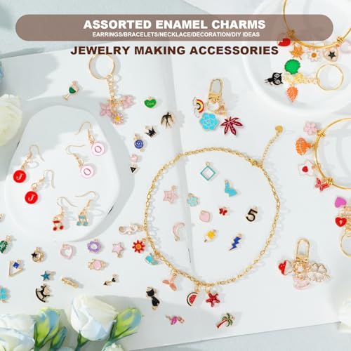 352 Pcs Assorted Charms for Jewelry Making,Mixed Enamel KC Gold Alloy Letter Pendants,Wholesale Bulk Jewelry Charms for DIY Necklace Bracelet Earring and Crafting - style: A4:Charms-252PCS