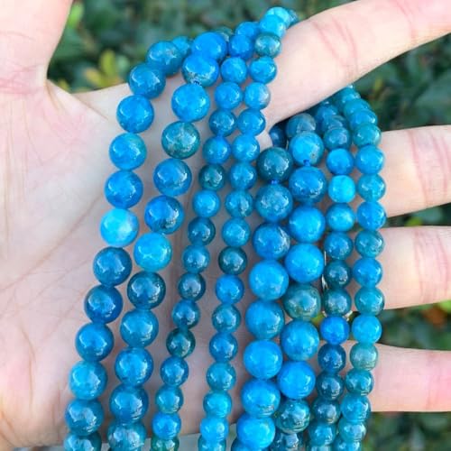 180pcs Adabele Natural Blue Apatite Healing Gemstone 4mm (0.16 inch) Small Round Beads Gem Stone Spacer for Craft Jewelry Making GF32-4 - color: Blue Apatite, size: 4mm (180pcs/2 strands)