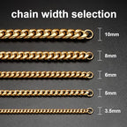 Monily Stainless Steel Mens Cuban Link Chain Silver 18K Gold Chain for Men Hip Hop Mens Jewelry - color: c. 4mm width-gold-plated, size: 20 Inches