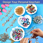 428Pcs Charms Lip Gloss Keychain Making Kit, DIY Craft Keychain Making Supplies with Charms, Jump Rings, Lobster Clasps, Key Chain Hooks, Extender Chains & Plier, Diy Bag Charm Kit for Craft Supplies