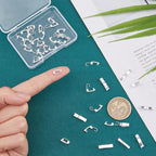 SUPERFINDINGS 40Pcs 4 Sizes Fold Over Clasps Brass Bracelet Necklace Extender 925 Sterling Silver Plated Jewelry Clasps Closure End Caps for Jewelry Making, 10x1.8-3x4mm