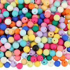 1 Box 500Pcs 8mm Matte Beads Round Acrylic Beads Opaque Frosted Colorful Ball Bubblegum Rubberized Imitated Silicone Smooth Loose Spacer Bead for Jewelry Making Bracelet Necklace DIY Crafts - color: Colorful
