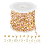 UMAOKANG 16.4ft Chains for Jewelry Making Stainless Steel Jewelry Making Supplies Pink Enamel Chain Roll with Jump Rings and Lobster Clasps - color: Gold-Pink