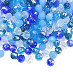 Jmassyang 8mm Briolette Rondelle Faceted AB Crystal Glass Beads for Jewelry Making Bracelets Necklaces Earrings (Blue Mixed, 250pcs) - color: Blue Mixed, size: 6x8mm